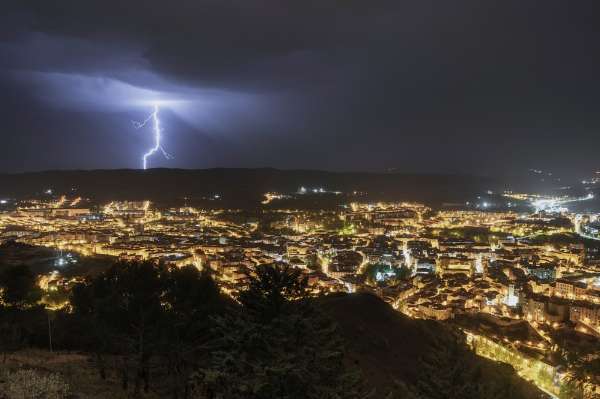 Lightning strikes in the city of Cuenca, Spain, in this image from Shutterstock
