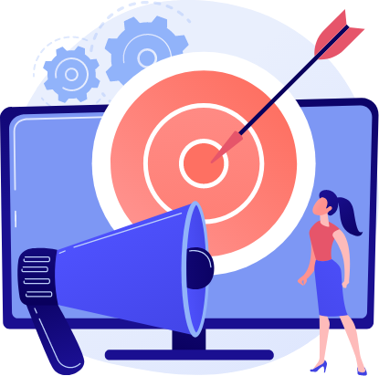 graphic of person standing in front of a bullseye