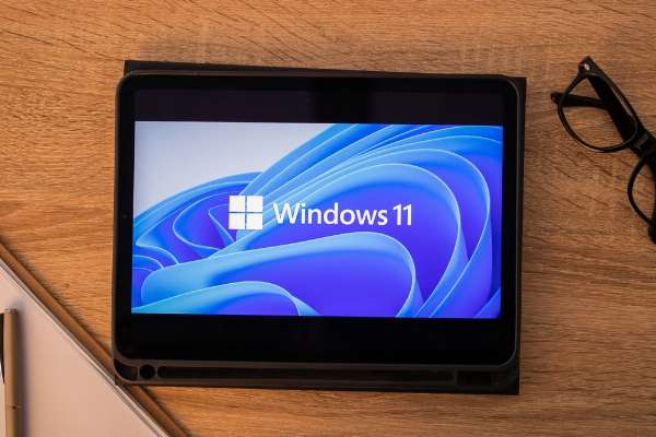 Windows 11 screen on a tablet in this image from Shutterstock