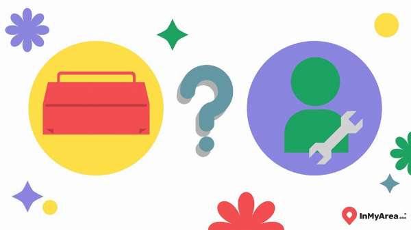 An illustration of a toolbox and a person with a wrench and a question mark in between them.