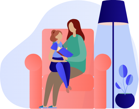 graphic of child sitting on parent's lap