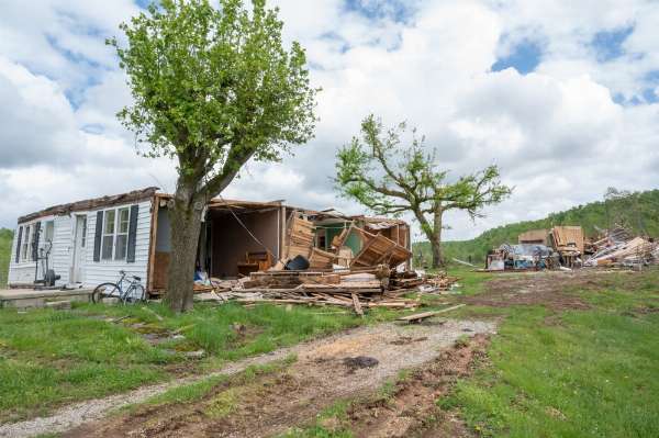 Houses torn apart following a heavy storm in this image from Shutterstock